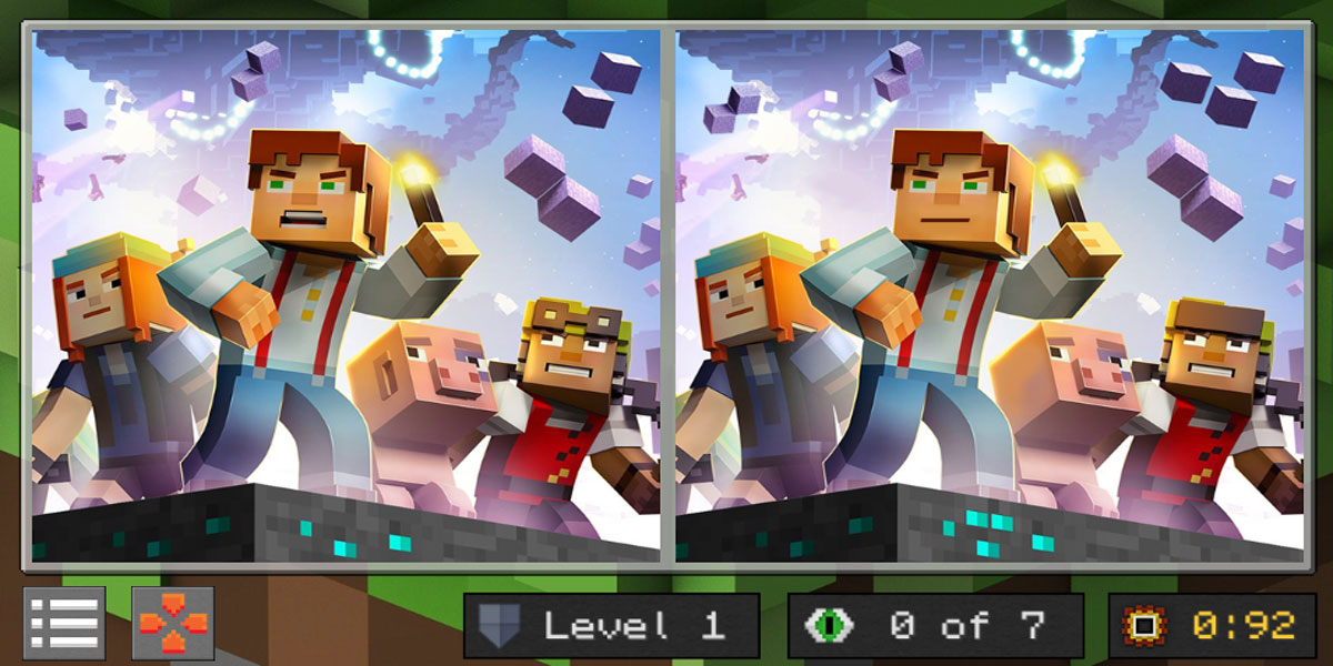 Minecraft Differences : Y8 มองหาจุดที่แตกต่างทั้ง 7 จุด