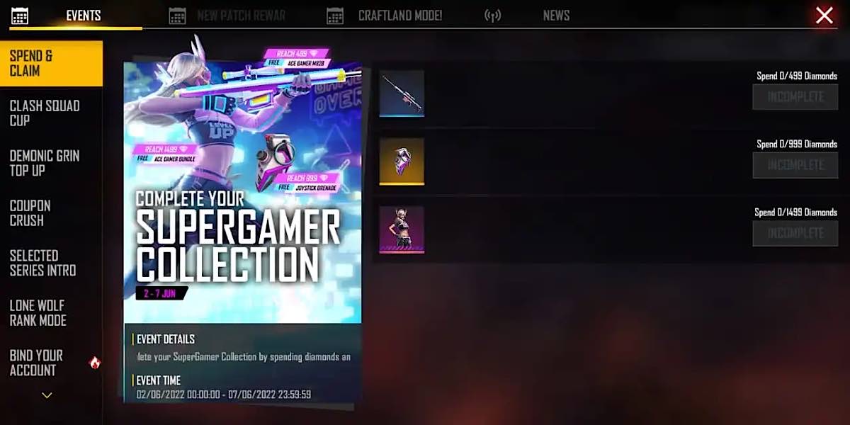 Super Gamer Collection Event Free Fire