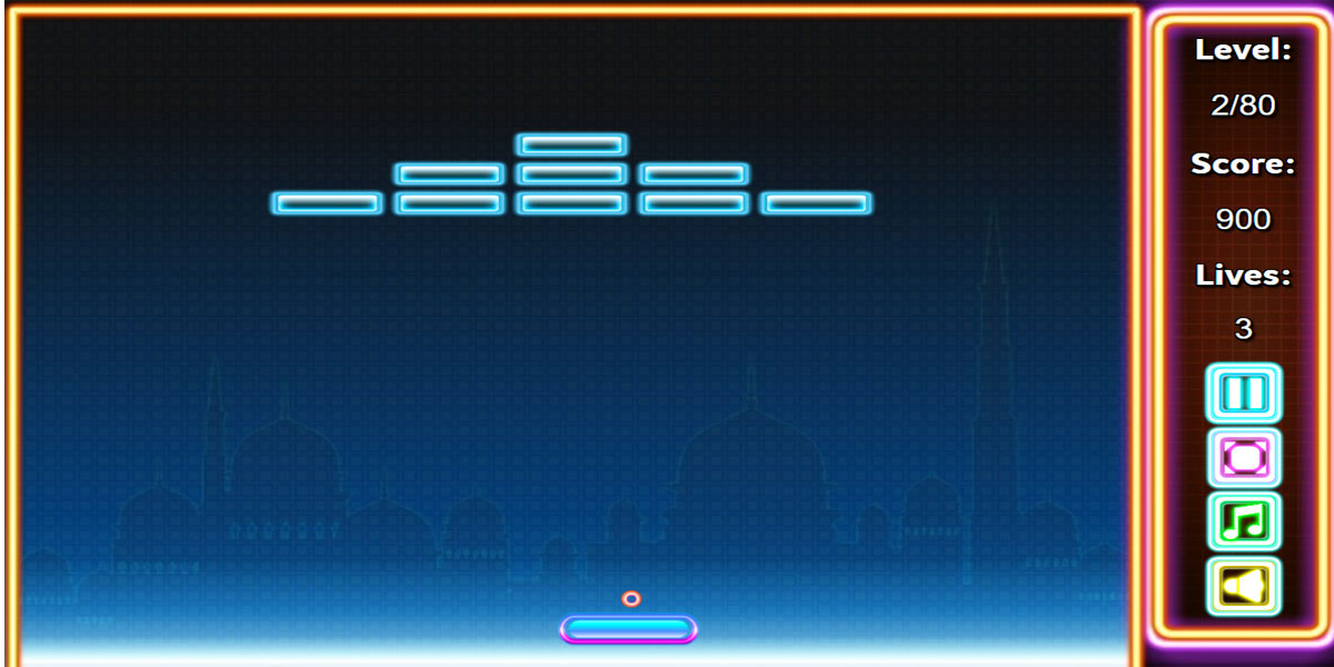 Neon Arkanoid : Y8 เป็นอีกหนึ่งเกมส์ออนไลน์น่าเล่นและผ่อนคลายสมองของ HTML5
