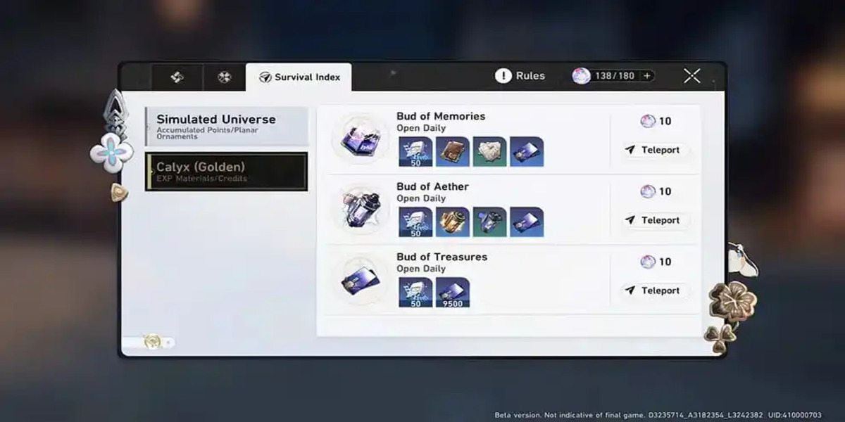 โหมดเกม Honkai: Star Rail เกมมือถือ