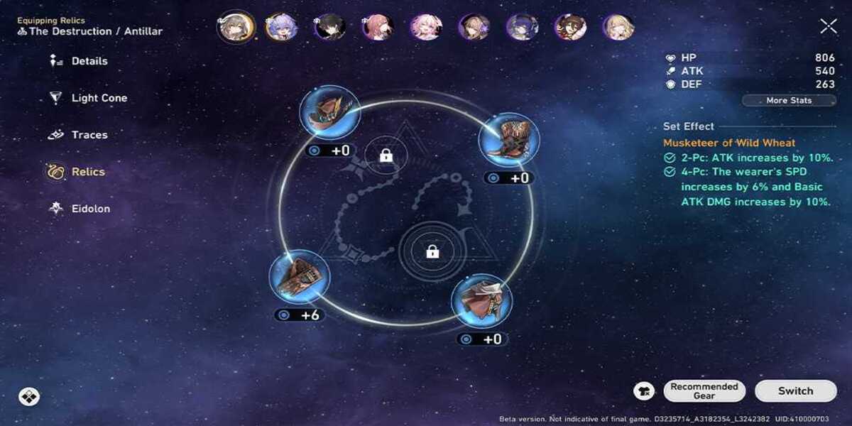 relics Honkai : Star Rail เกมมือถือ